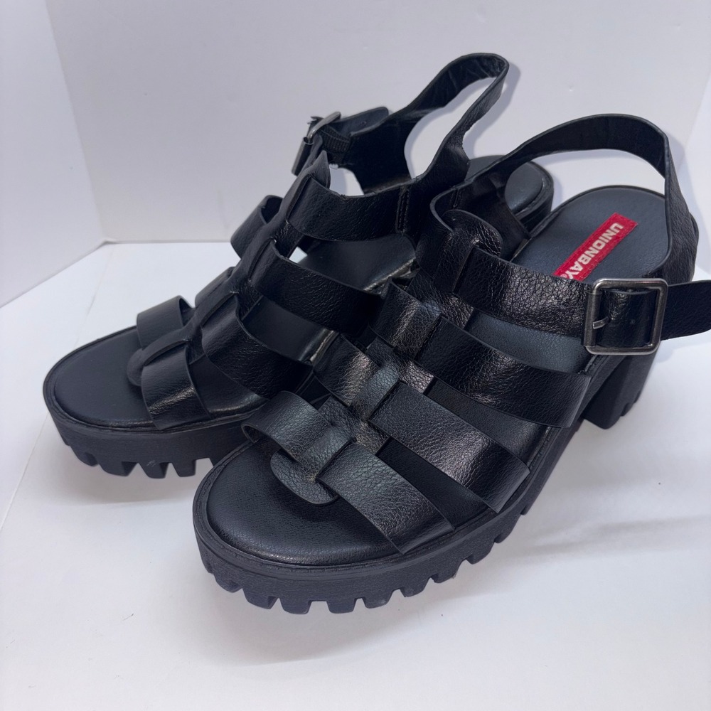Chunky Lug Sole Sandals Women 6.5 Black Lexie Strappy Platform Unionbay - Picture 2 of 10